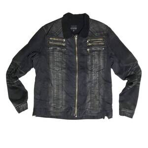 NEW ROCKSTAR ORIGINAL men's fur-lined denim jacket in black wash